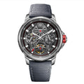 WISHDOIT ARISTOS Automatic Silver Watch-Skeleton Mechanical Luxury Watch Grey Strap.