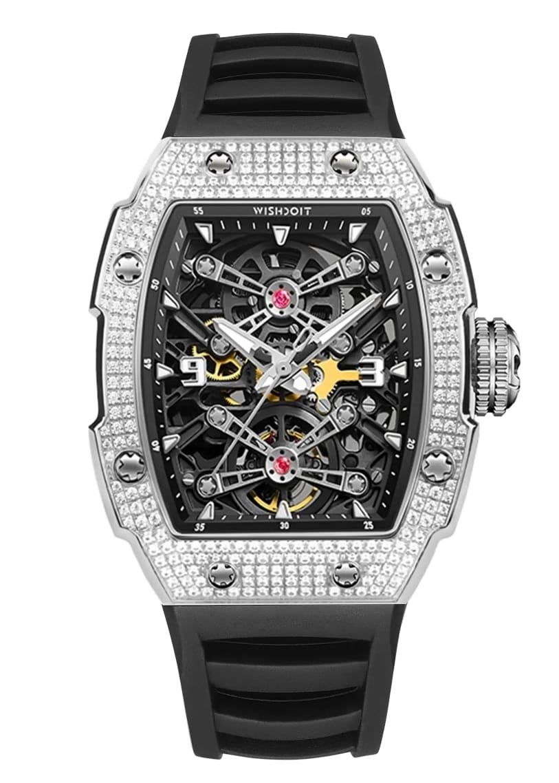 WISHDOIT Captain Kidd Iced-Out Mechanical Watch – Silver Edition