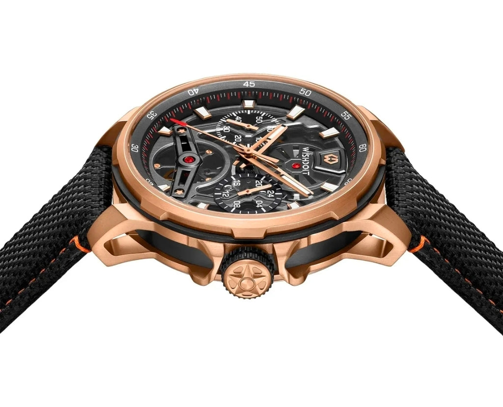 WISHDOIT ARISTOS Automatic Silver Watch-Skeleton Mechanical Luxury Watch Grey Strap.