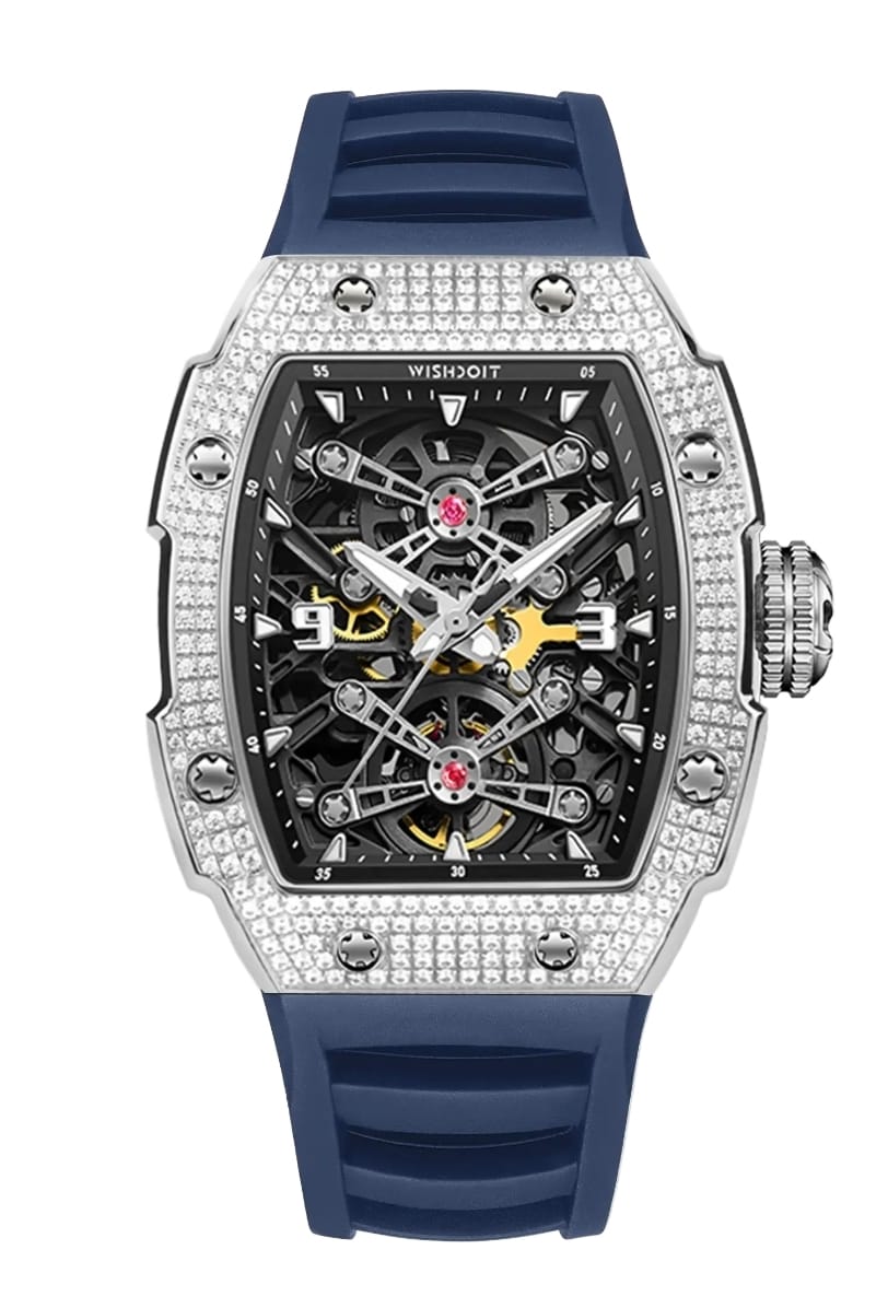 WISHDOIT Captain Kidd Iced-Out Mechanical Watch – Silver Edition