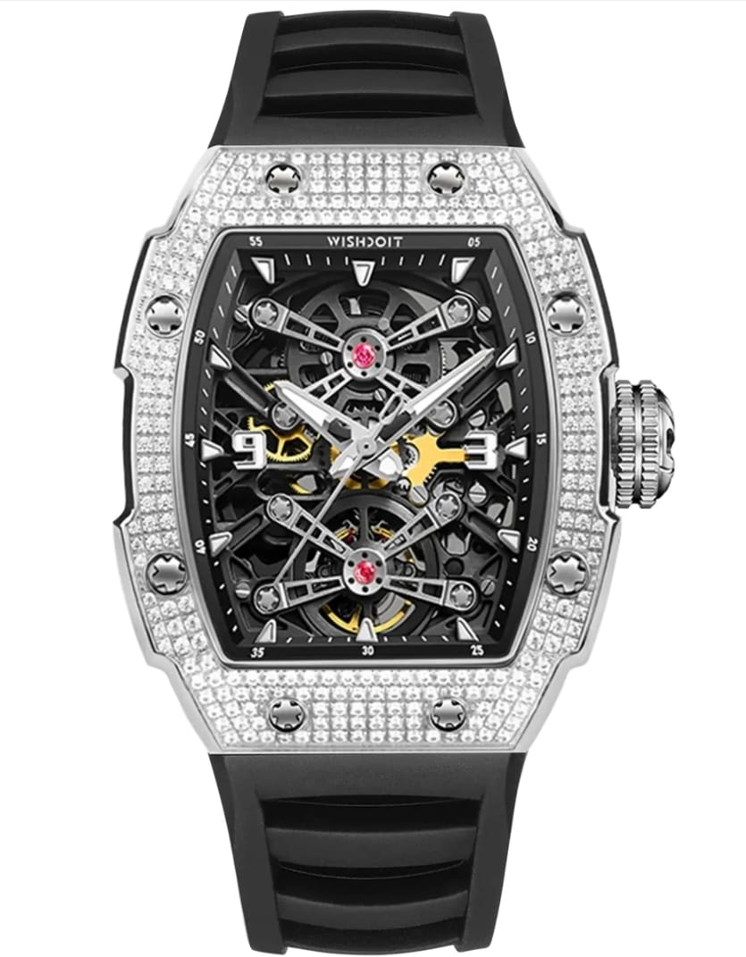 WISHDOIT Captain Kidd Iced-Out Mechanical Watch – Silver Edition