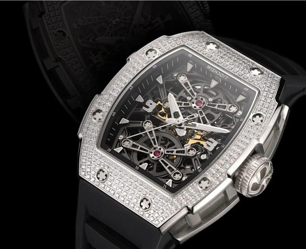 WISHDOIT Captain Kidd Iced-Out Mechanical Watch – Silver Edition